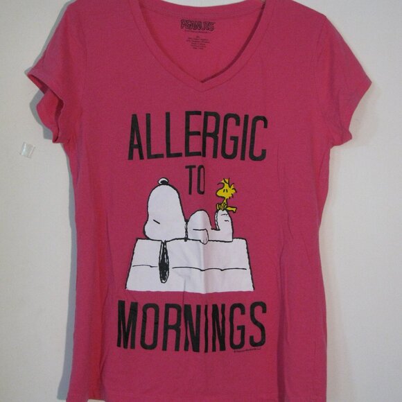 Peanuts Other - ** 2/$15 Peanuts Snoopy Sleep Shirt Junniors XL Pink Woodstock T Tee